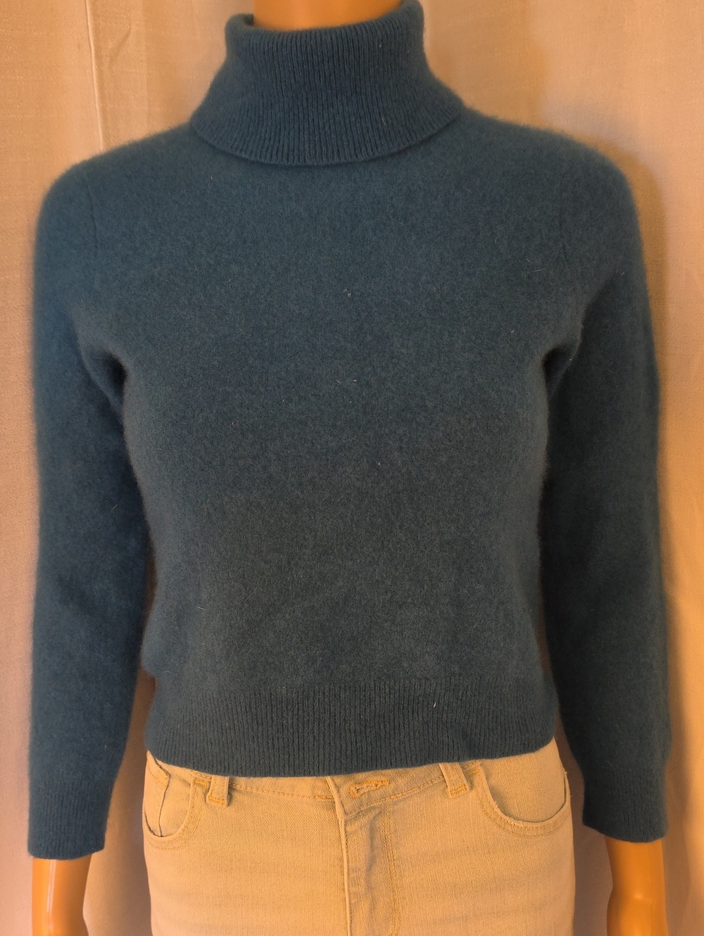 Soft Apt. 9 Teal 100% Genuine Cashmere Long Sleeve Turtleneck Sweater Size Large